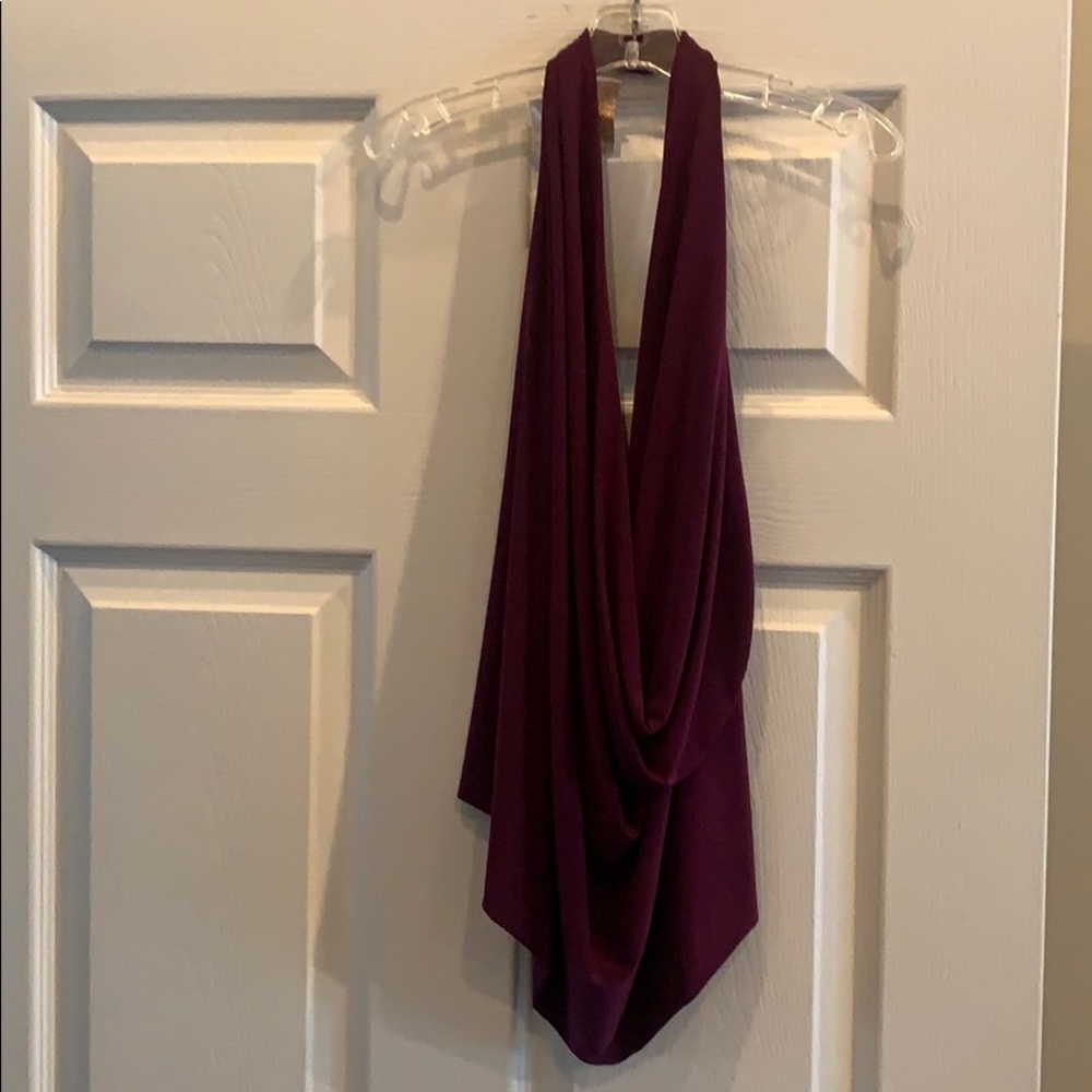 Purple halter top open back